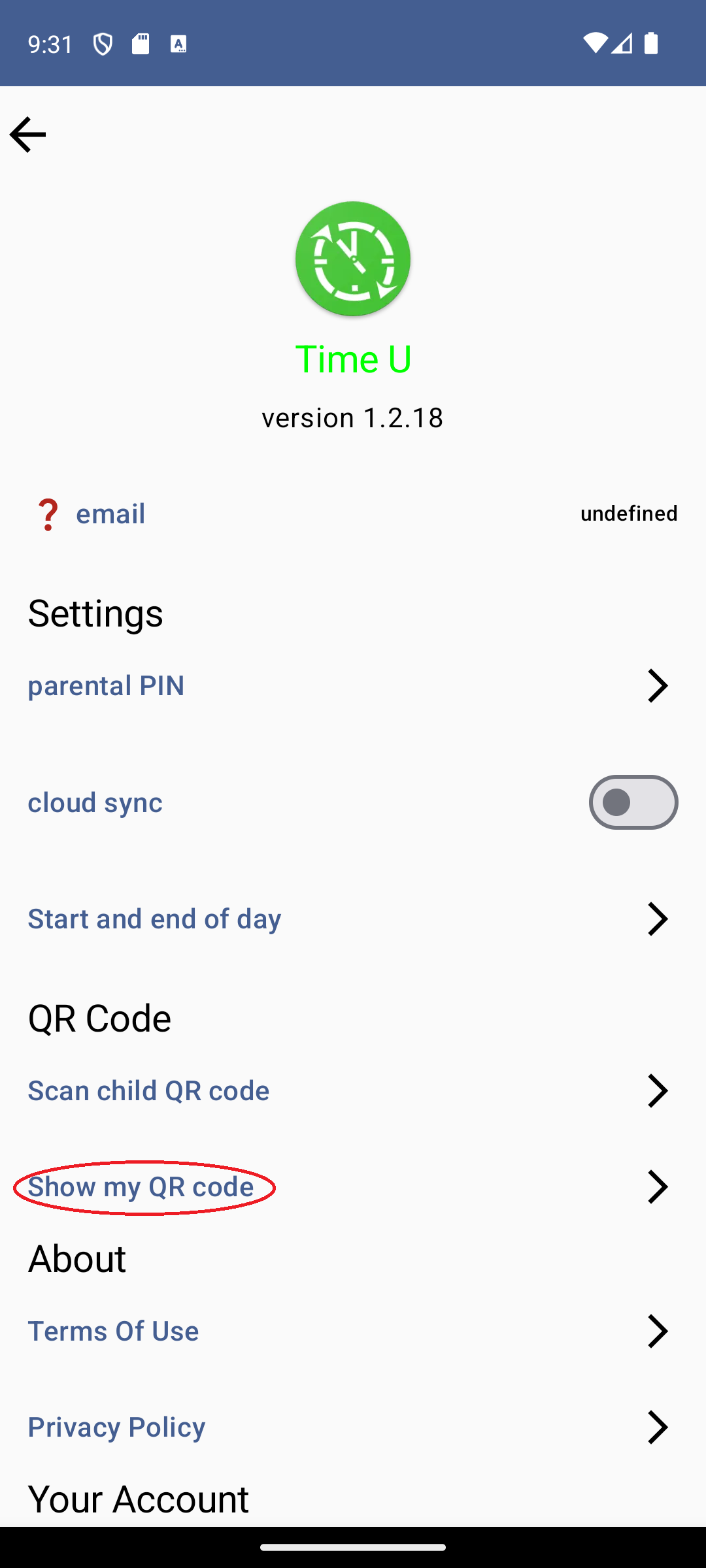 show qr settings option